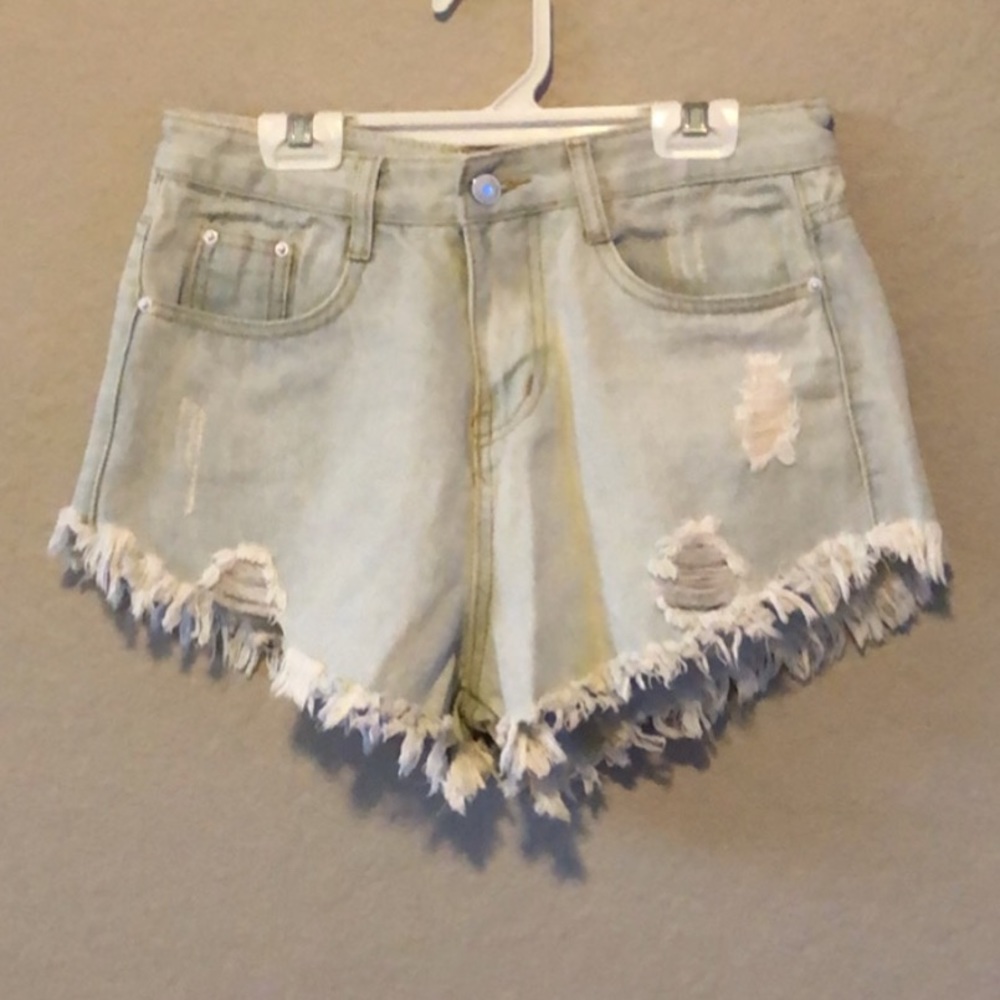 High Waisted Light Wash Shorts - Picture 1 of 2